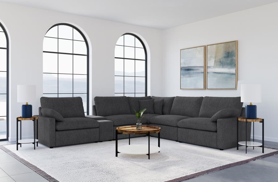(image for) Collins 6-piece Modular Power Reclining Sectional Dark Grey