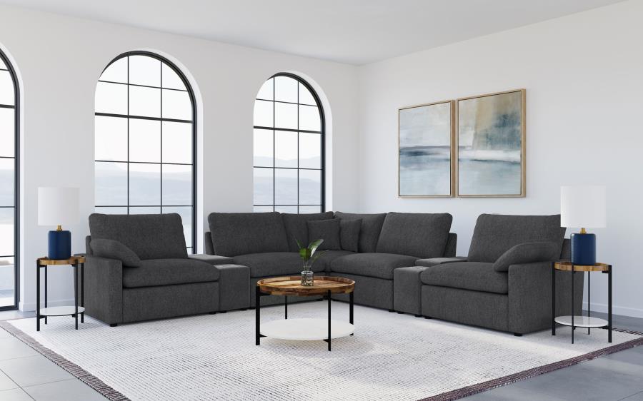 (image for) Collins 7-piece Modular Power Reclining Sectional Dark Grey