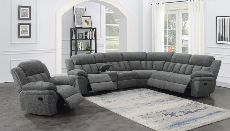 (image for) Bahrain 6-piece Modular Reclining Sectional Sofa Charcoal