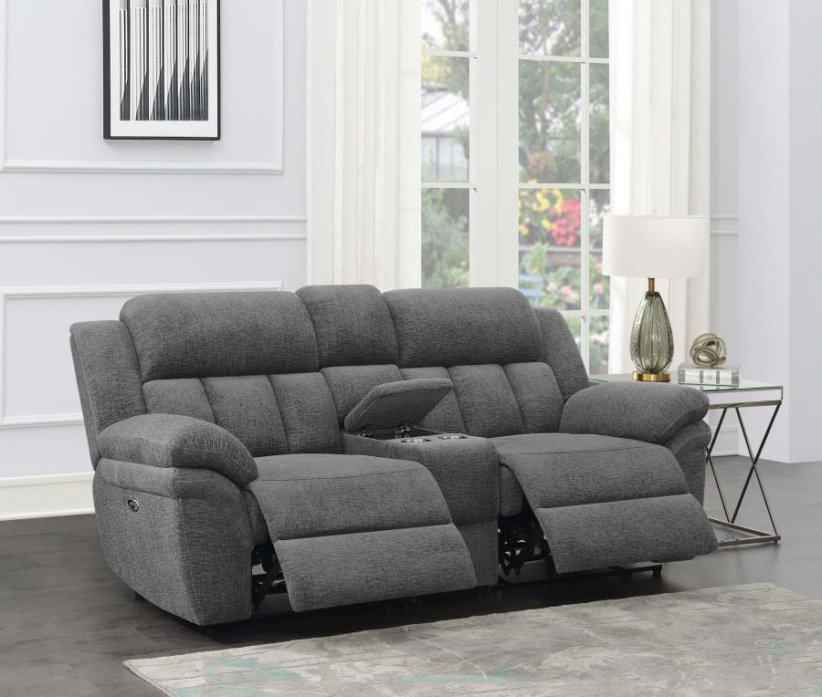 (image for) Bahrain Upholstered Power Loveseat Charcoal