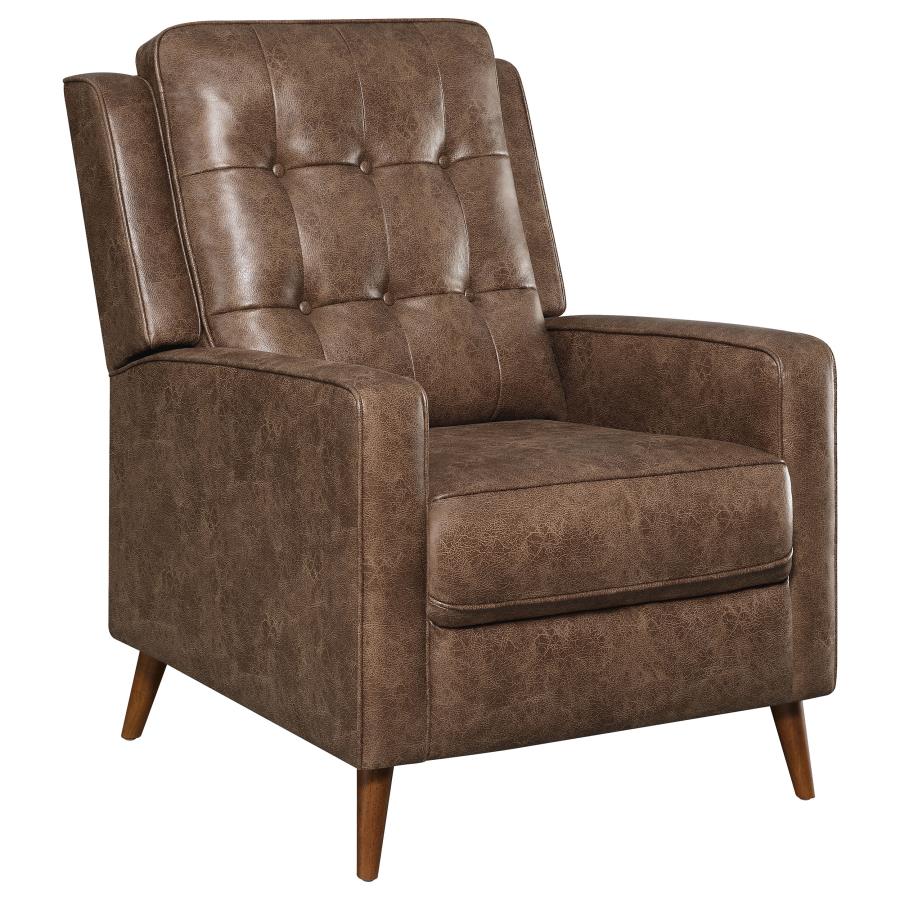 (image for) Davidson Upholstered Tufted Push Back Recliner Brown - Click Image to Close