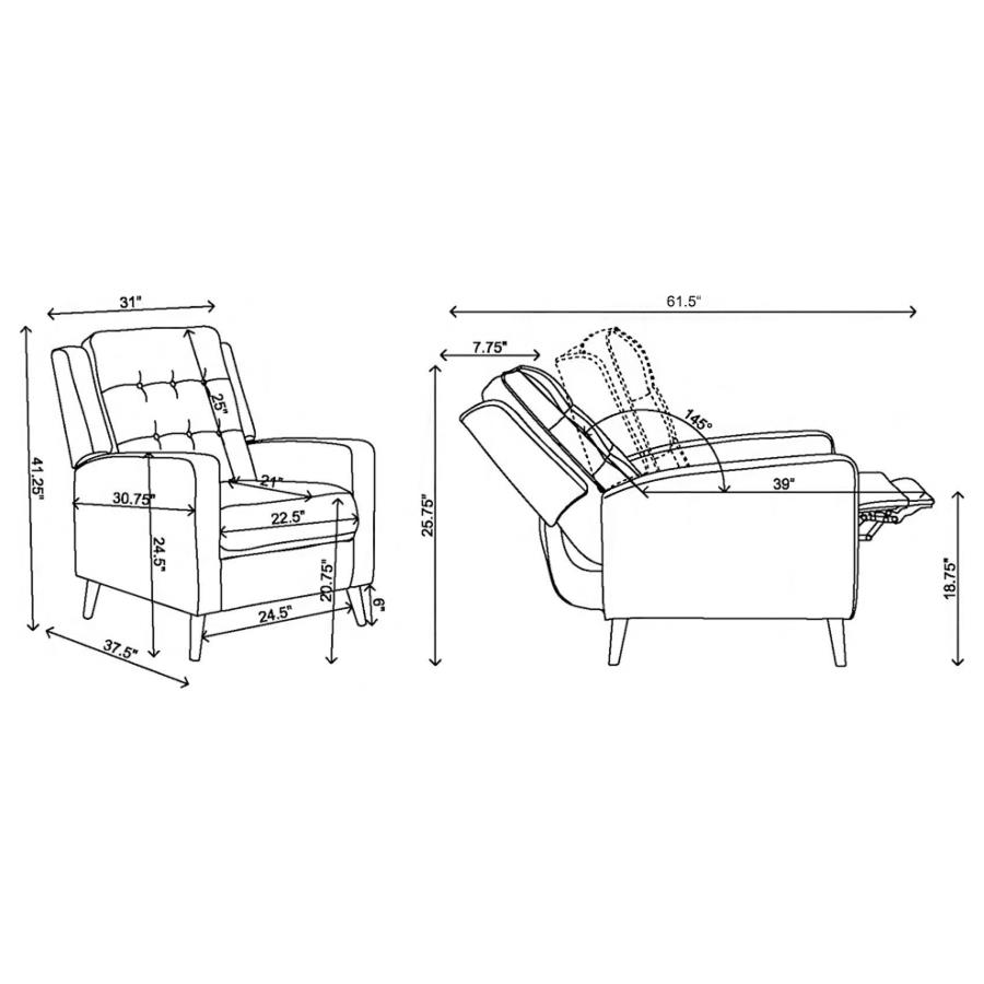 (image for) Davidson Upholstered Tufted Push Back Recliner Brown