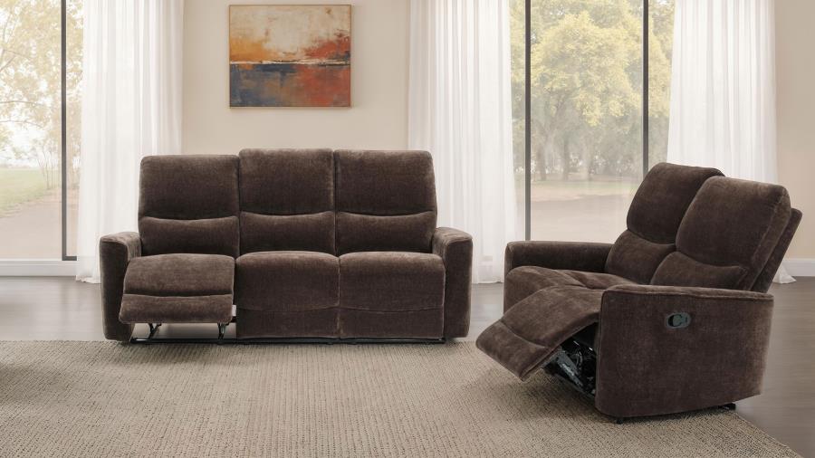 (image for) Navarro 2-piece Upholstered Reclining Sofa Set Dark Brown