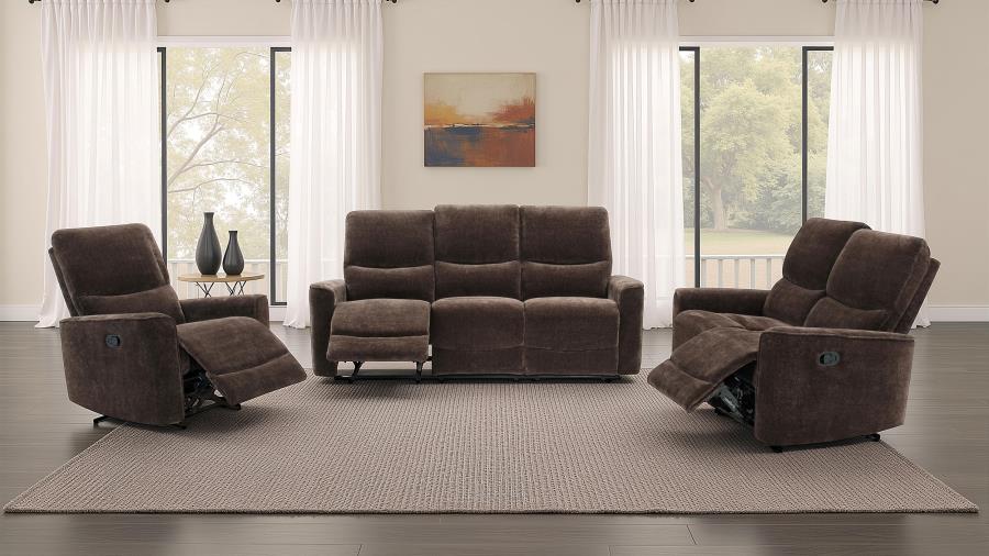 (image for) Navarro 3-piece Upholstered Reclining Sofa Set Dark Brown