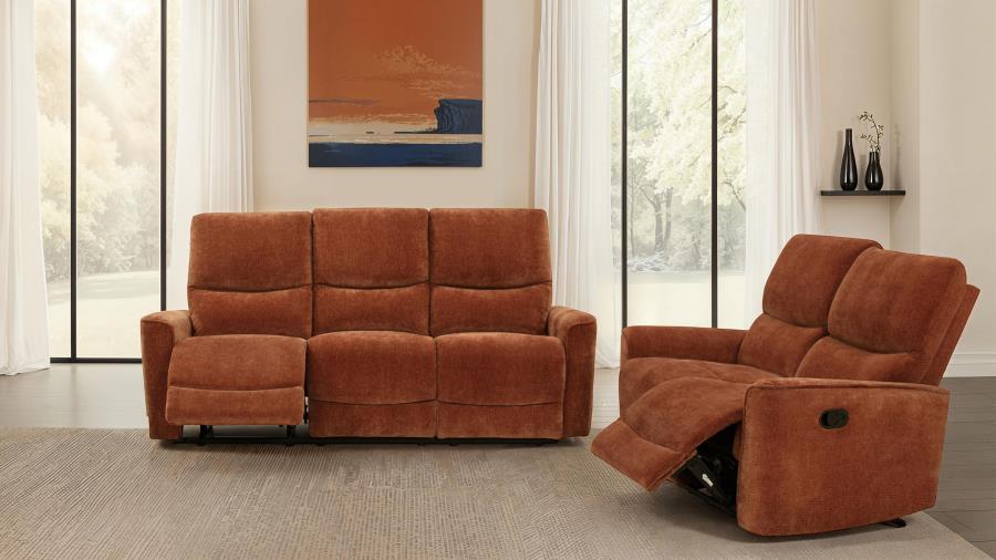 (image for) Navarro 2-piece Upholstered Reclining Sofa Set Orange