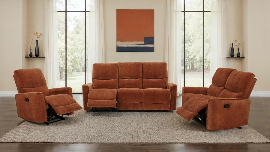 (image for) Navarro 3-piece Upholstered Reclining Sofa Set Orange