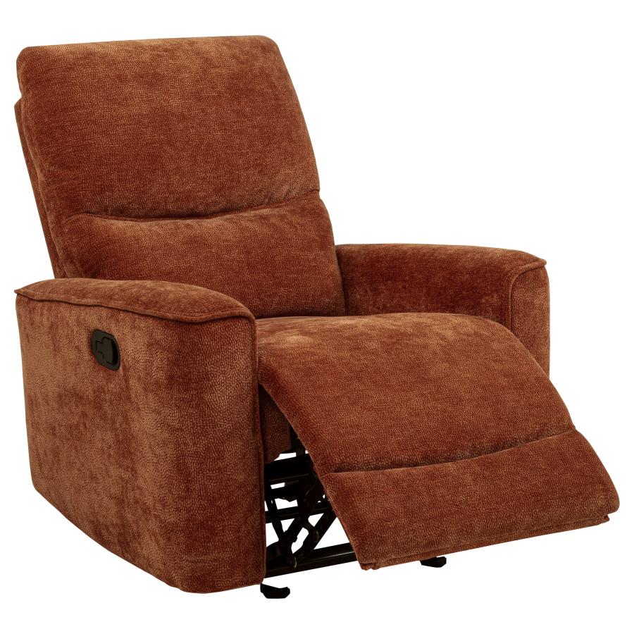 (image for) Navarro Chenille Upholstered Glider Recliner Burnt Orange