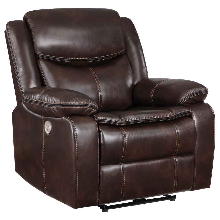 (image for) Sycamore Upholstered Power Recliner Chair Dark Brown - Click Image to Close