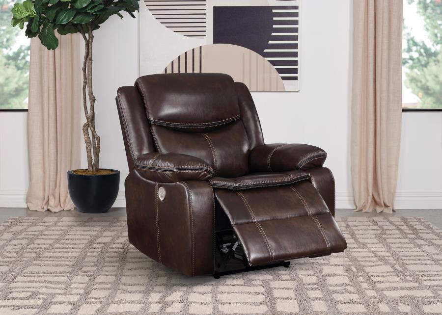 (image for) Sycamore Upholstered Power Recliner Chair Dark Brown