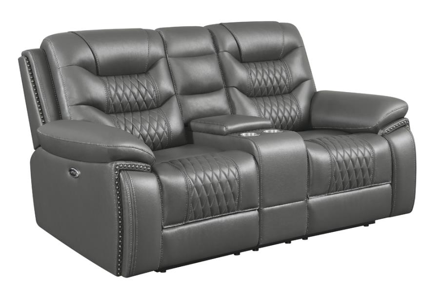 (image for) Flamenco Upholstered Power Reclining Loveseat Charcoal