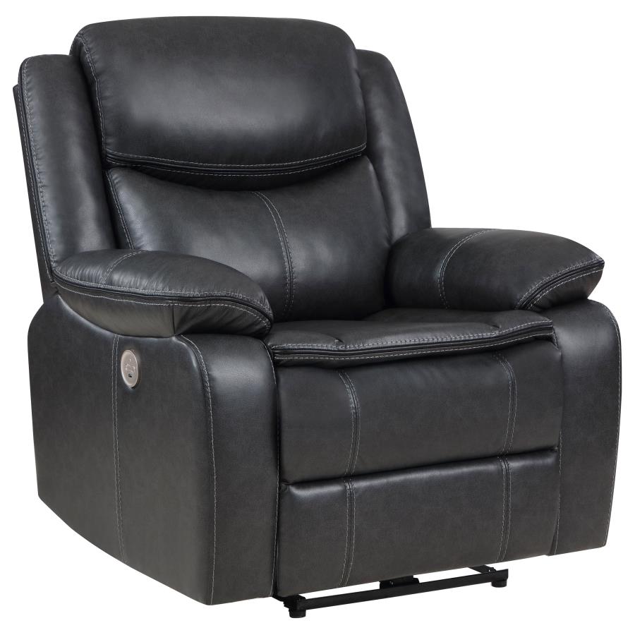 (image for) Sycamore Upholstered Power Recliner Chair Dark Grey - Click Image to Close