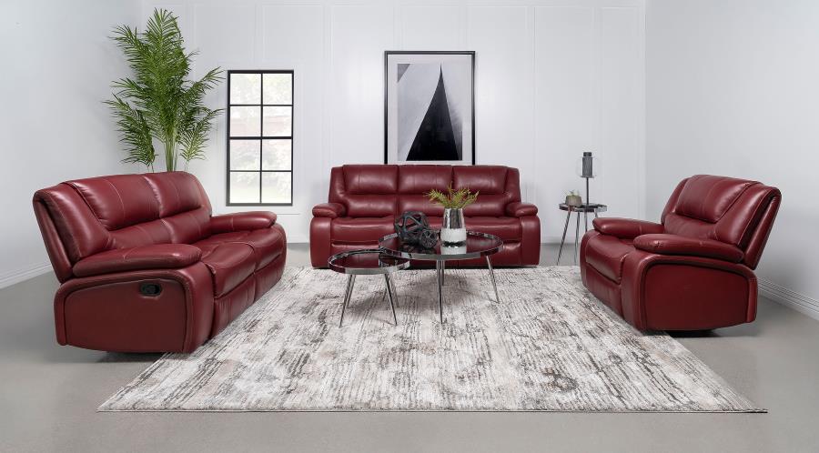 (image for) Camila 3-piece Upholstered Reclining Sofa Set Red