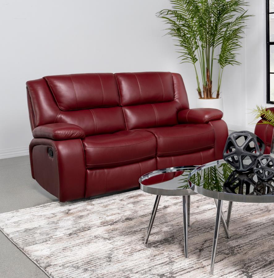 (image for) Camila Upholstered Motion Reclining Loveseat Red