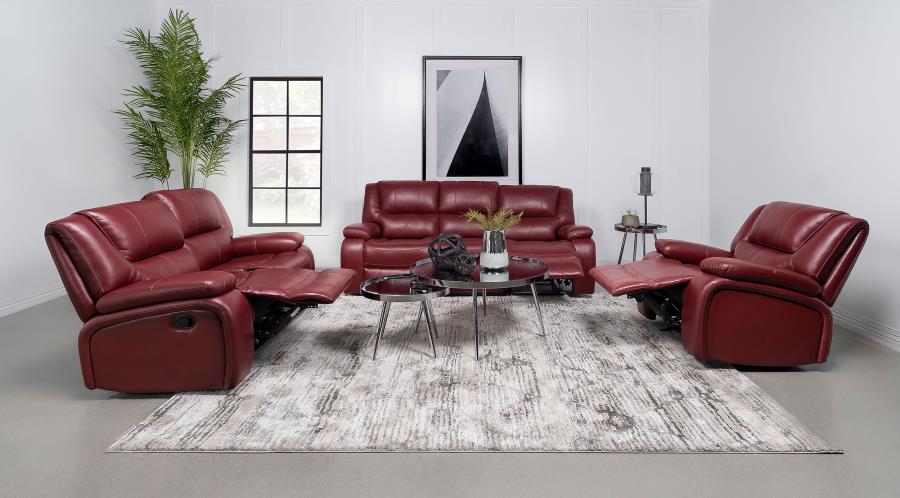 (image for) Camila Upholstered Motion Reclining Loveseat Red