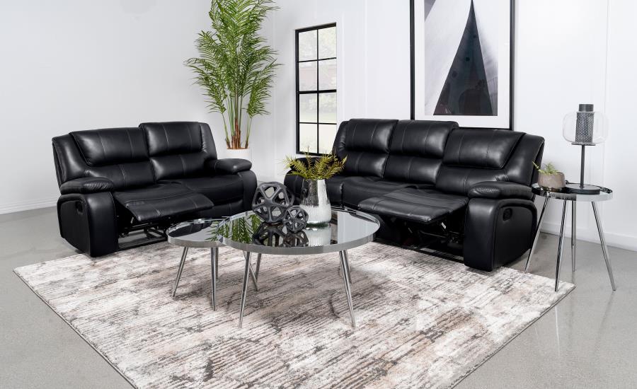 (image for) Camila 2-piece Upholstered Motion Reclining Sofa Set Black