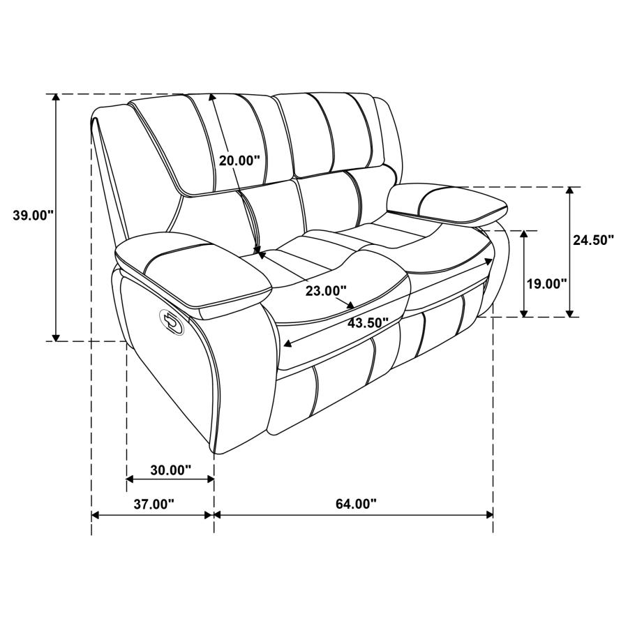 (image for) Camila 2-piece Upholstered Motion Reclining Sofa Set Black