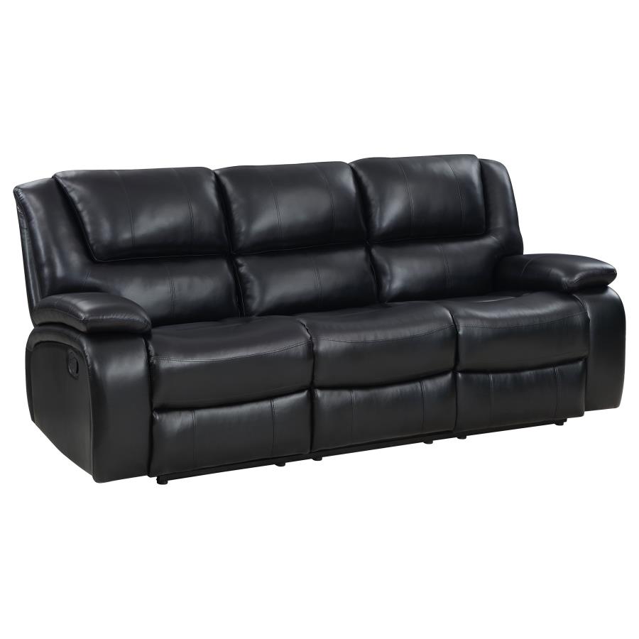 (image for) Camila 3-piece Upholstered Motion Reclining Sofa Set Black