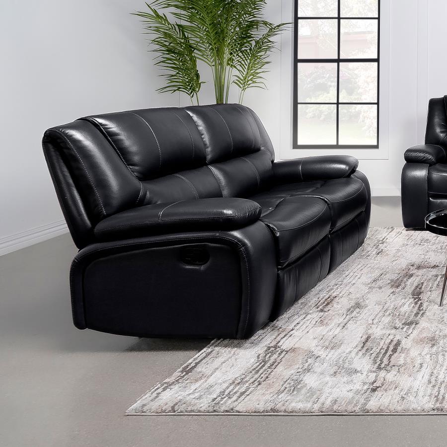 (image for) Camila Upholstered Motion Reclining Loveseat Black