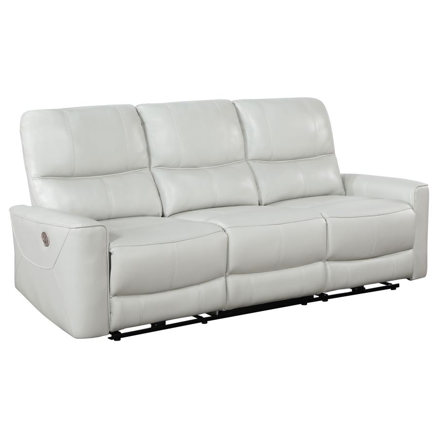 (image for) Greenfield Upholstered Power Reclining Sofa Ivory - Click Image to Close