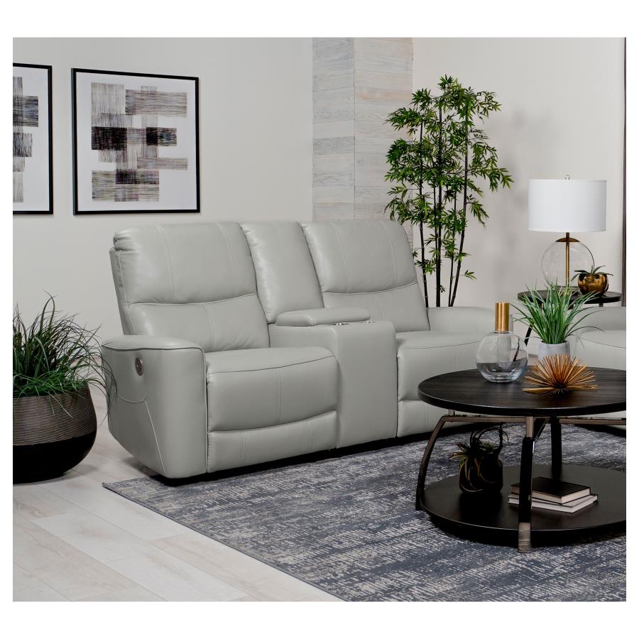 (image for) Greenfield Upholstered Power Reclining Loveseat Ivory