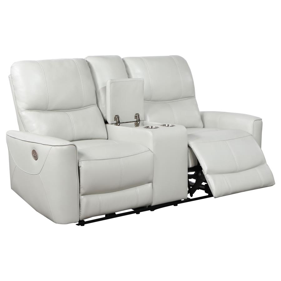 (image for) Greenfield Upholstered Power Reclining Loveseat Ivory