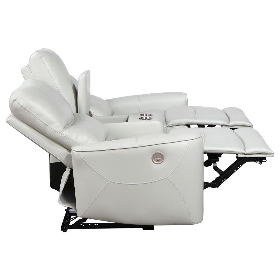 (image for) Greenfield Upholstered Power Reclining Loveseat Ivory