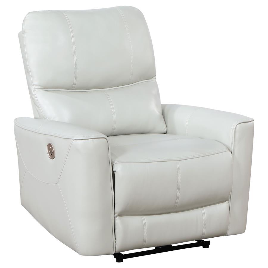 (image for) Greenfield Upholstered Power Recliner Chair Ivory - Click Image to Close