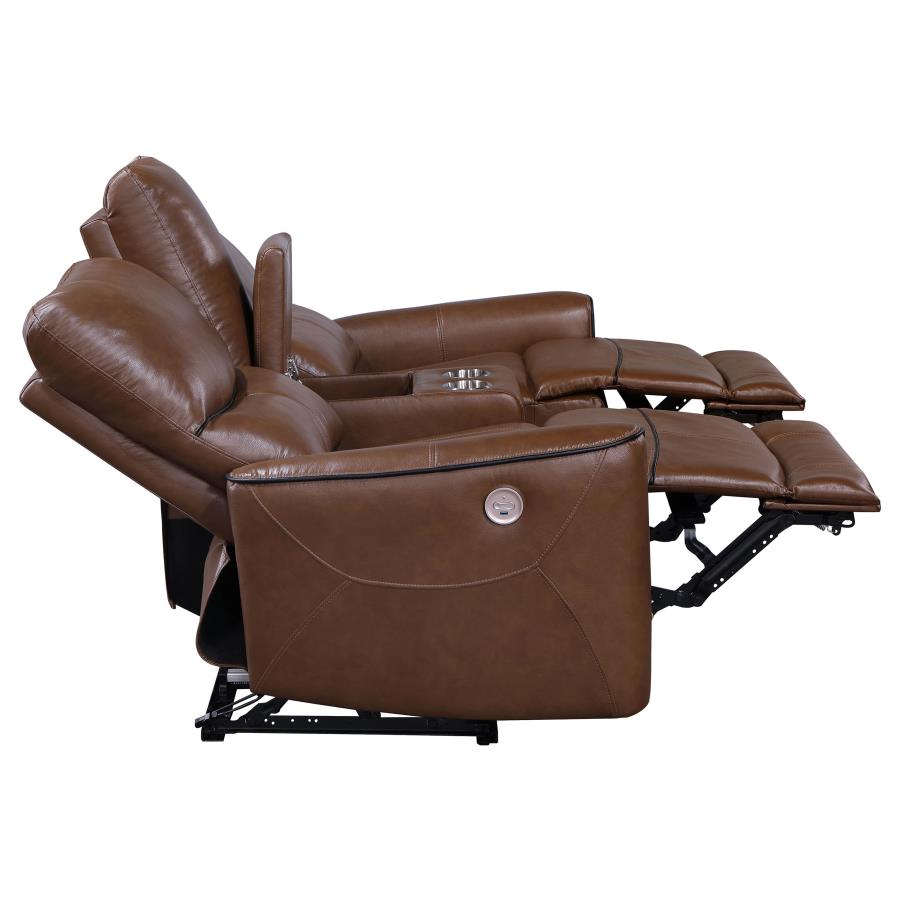 (image for) Greenfield 3-piece Power Reclining Sofa Set Saddle Brown