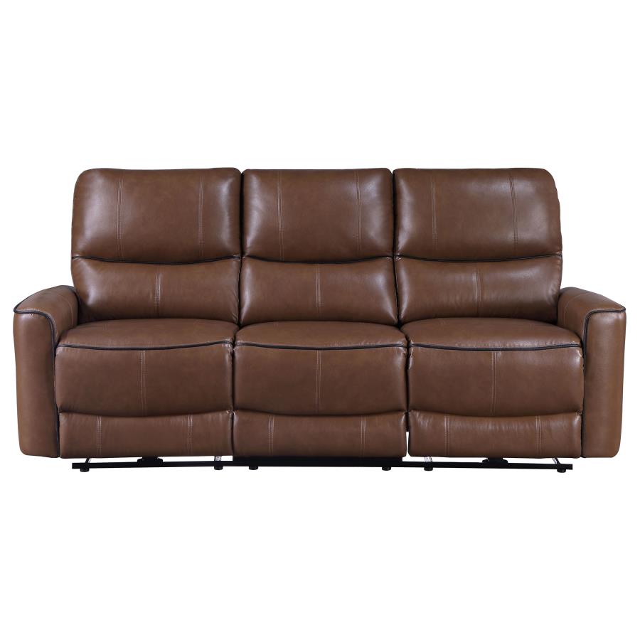 (image for) Greenfield Upholstered Power Reclining Sofa Saddle Brown