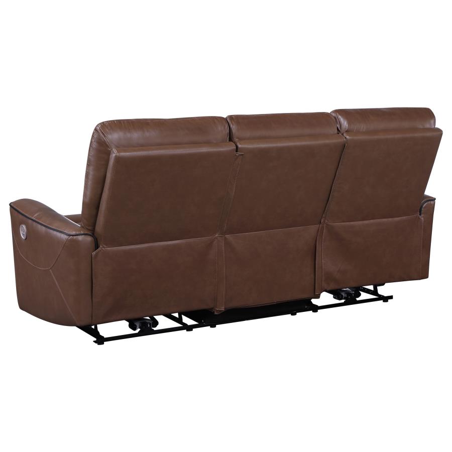 (image for) Greenfield Upholstered Power Reclining Sofa Saddle Brown