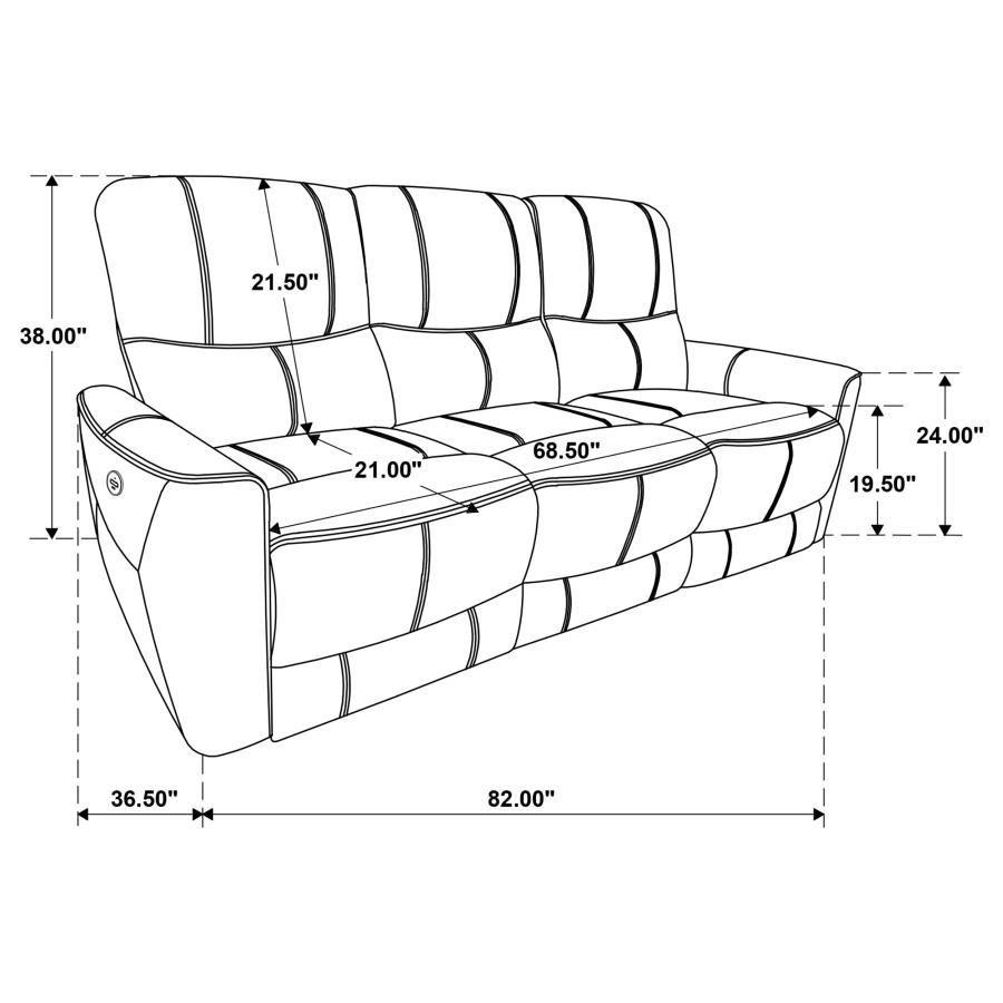 (image for) Greenfield Upholstered Power Reclining Sofa Saddle Brown