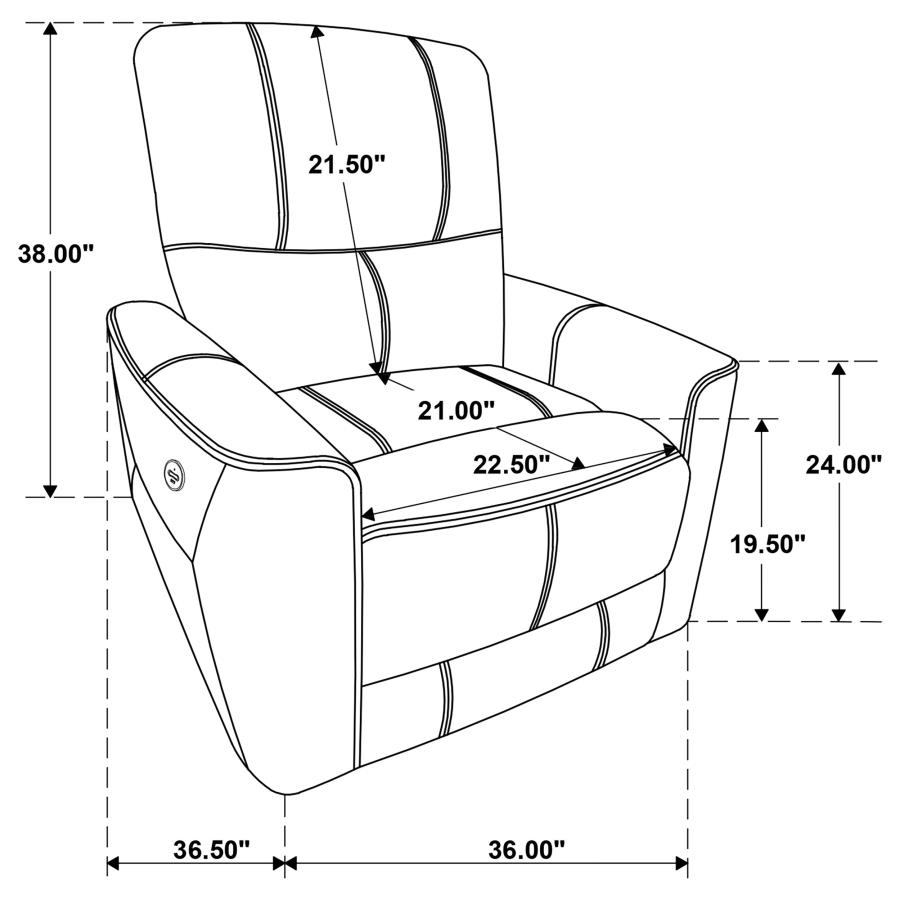 (image for) Greenfield Upholstered Power Recliner Chair Saddle Brown