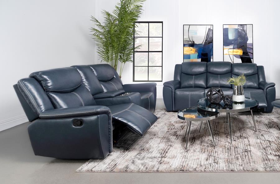 (image for) Sloane 2-piece Upholstered Reclining Sofa Set Blue