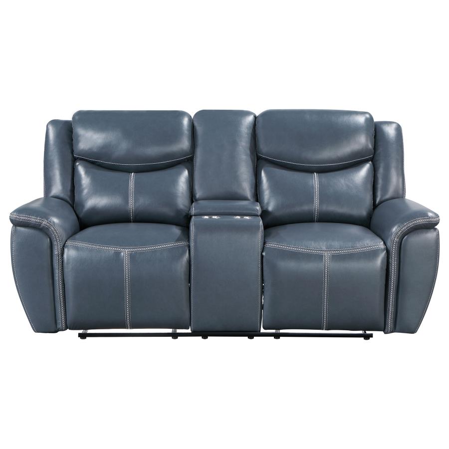 (image for) Sloane 2-piece Upholstered Reclining Sofa Set Blue