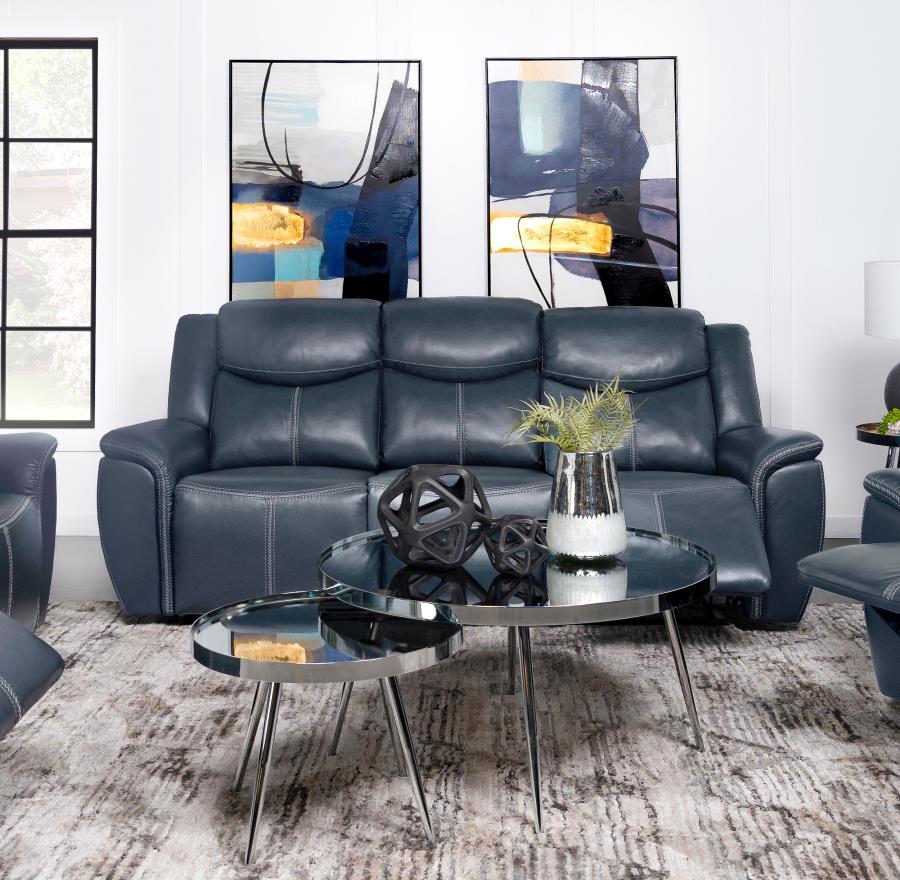 (image for) Sloane Upholstered Padded Arm Reclining Sofa Blue