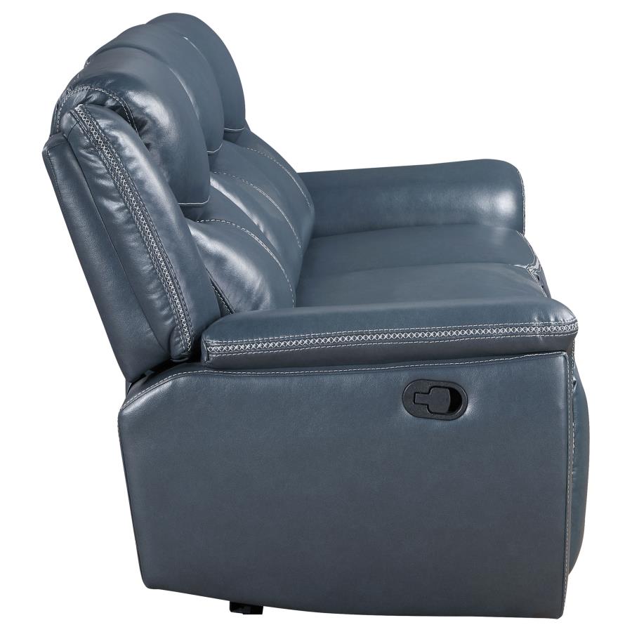 (image for) Sloane Upholstered Padded Arm Reclining Sofa Blue