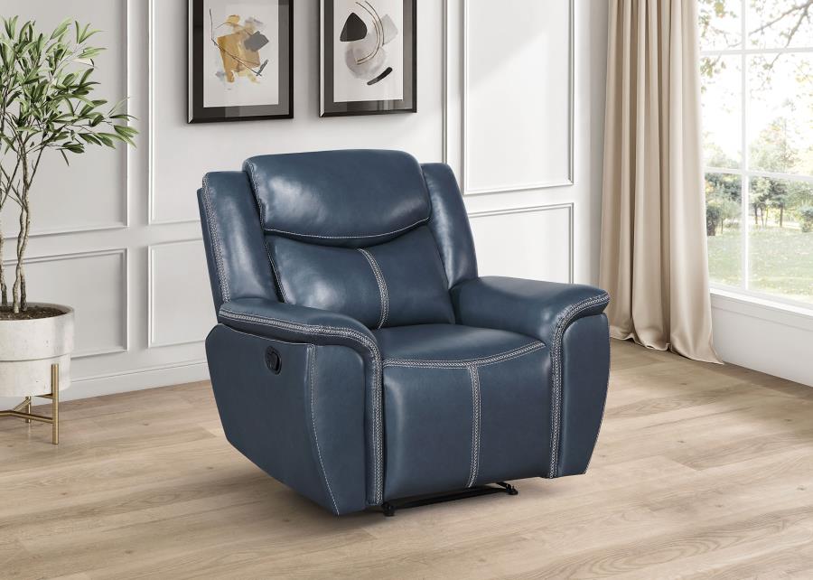 (image for) Sloane Upholstered Padded Arm Recliner Chair Blue