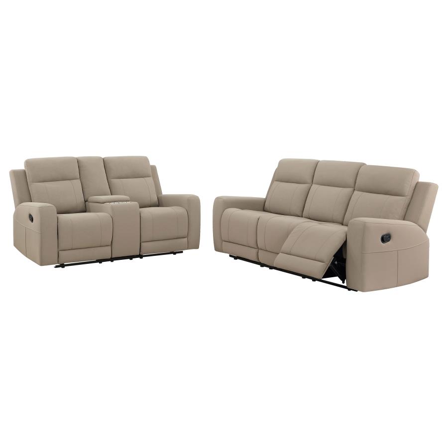 (image for) Brentwood 2-piece Upholstered Reclining Sofa Set Taupe