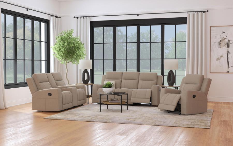 (image for) Brentwood Upholstered Motion Reclining Sofa Taupe