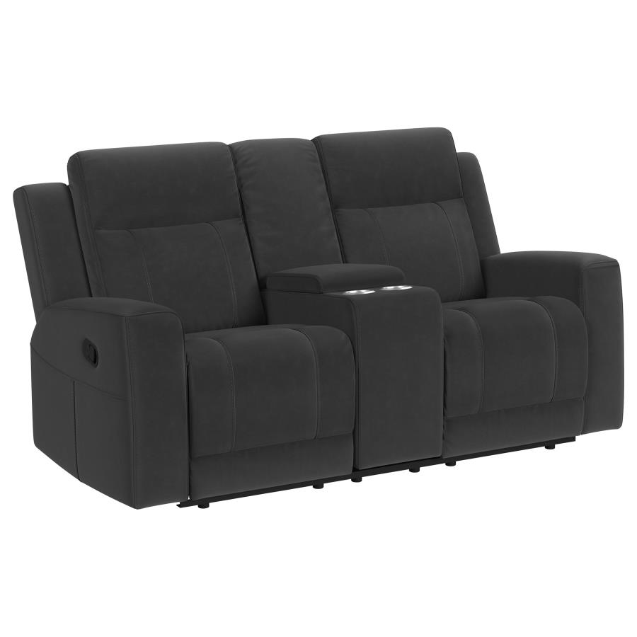 (image for) Brentwood 3-piece Upholstered Reclining Sofa Set Charcoal