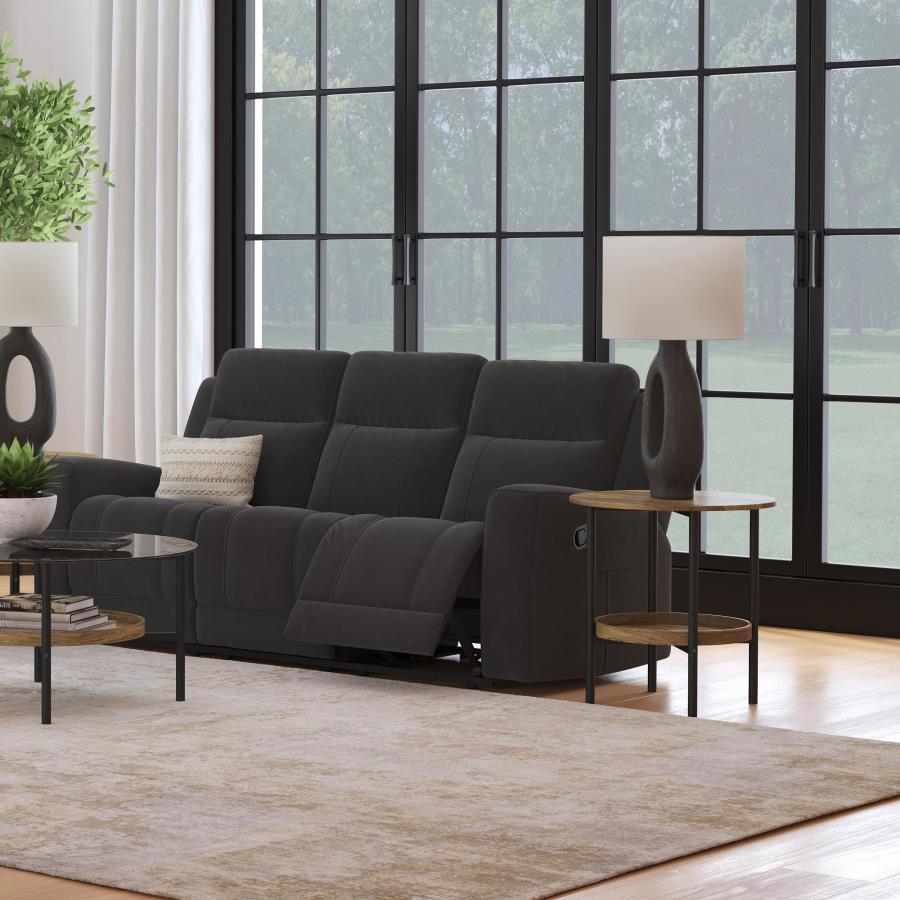 (image for) Brentwood Upholstered Motion Reclining Sofa Dark Charcoal