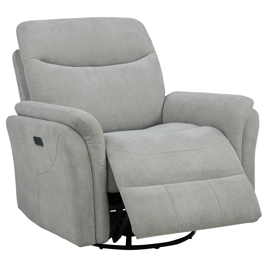 (image for) Adler Upholstered Power Swivel Glider Recliner Ivory