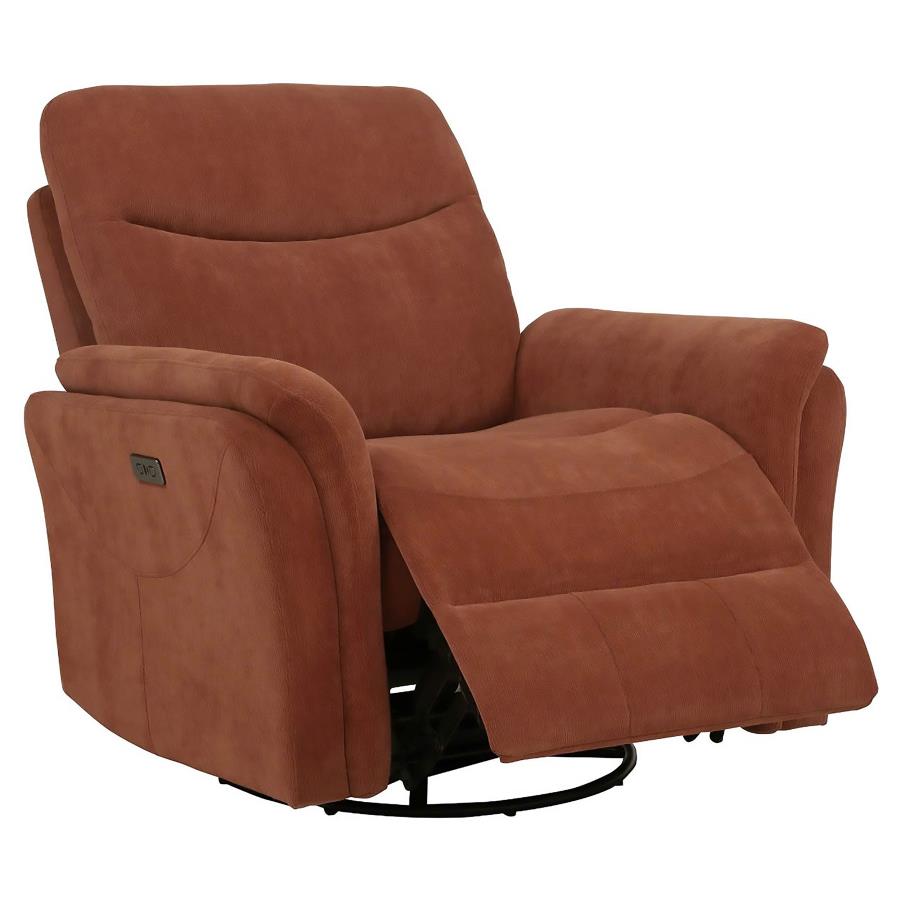 (image for) Adler Upholstered Power Swivel Glider Recliner Rust