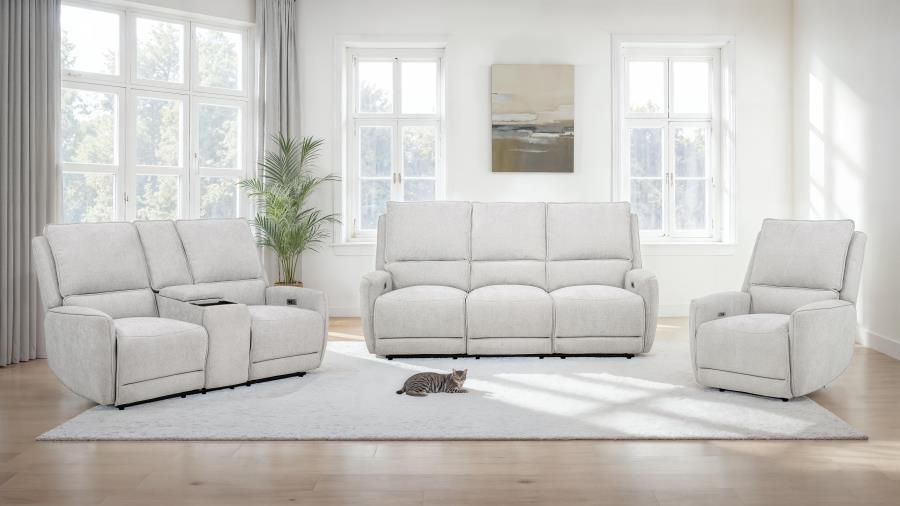 (image for) Sylmar 3-piece Chenille Power Reclining Sofa Set Dove Grey