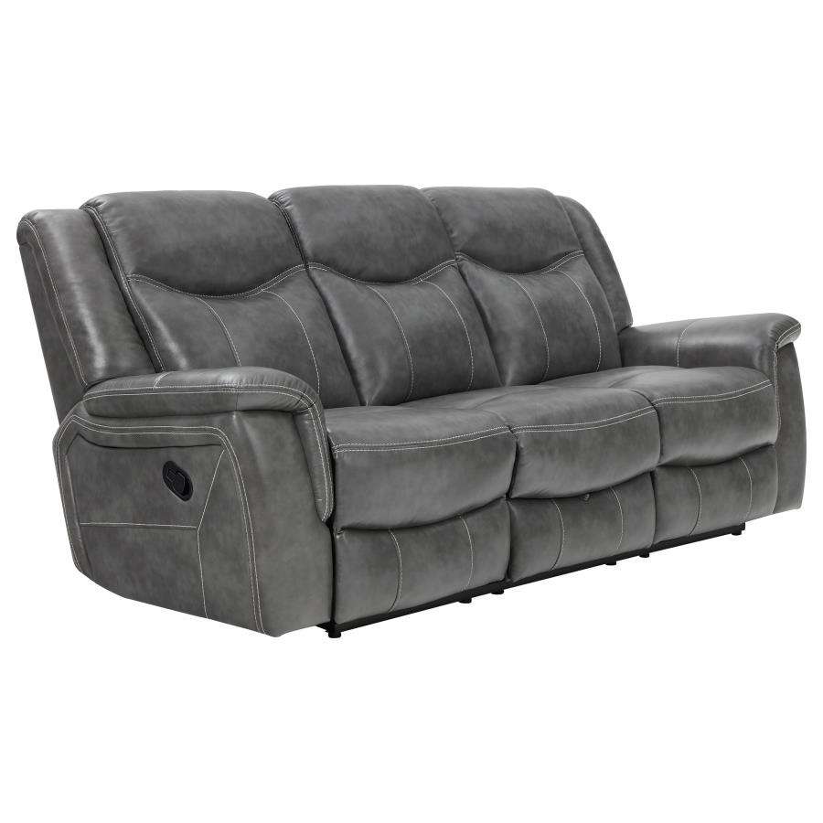 (image for) Conrad 2-piece Upholstered Padded Arm Motion Sofa Set Grey