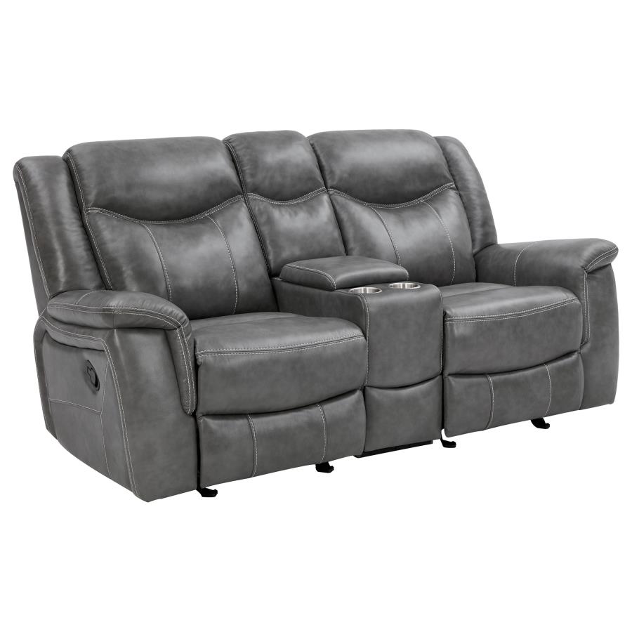 (image for) Conrad 2-piece Upholstered Padded Arm Motion Sofa Set Grey