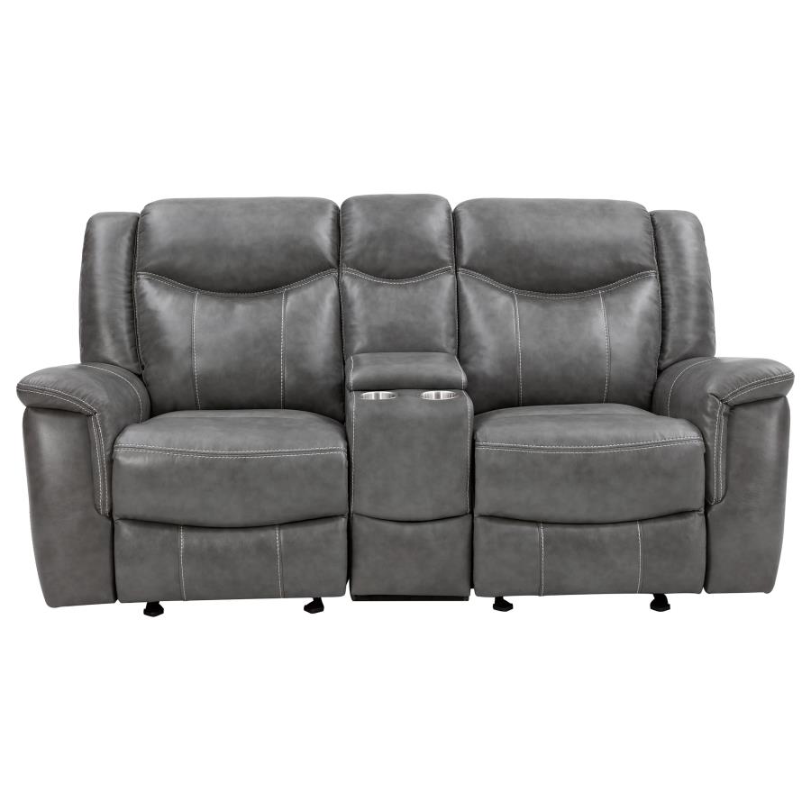 (image for) Conrad 2-piece Upholstered Padded Arm Motion Sofa Set Grey