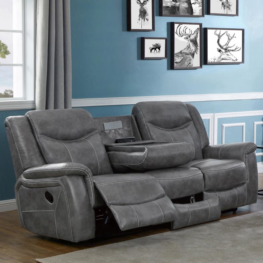 (image for) Conrad Upholstered Padded Arm Motion Sofa Grey