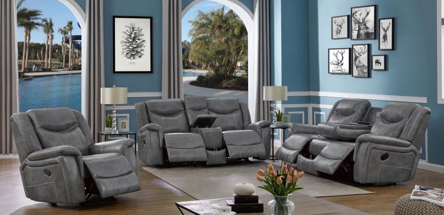 (image for) Conrad Upholstered Padded Arm Motion Sofa Grey