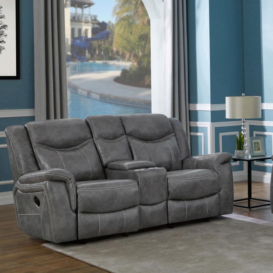 (image for) Conrad Upholstered Padded Arm Glider Loveseat Grey